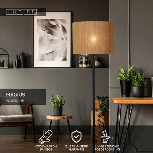 Lucide MAGIUS - Vloerlamp - Ø 42 cm - 1xE27 - Naturel - USP